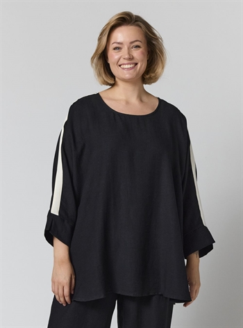 Gozzip - Mirelle Bluse, Sort m/Hvide striber